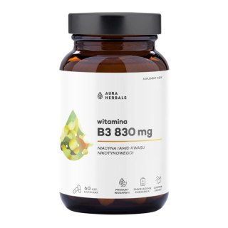 AURA HERBALS Witamina B3 niacyna 830mg, 60 vkaps.