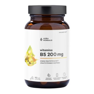 AURA HERBALS Witamina B5 kwas pantotenowy 200mg, 90 vkaps.