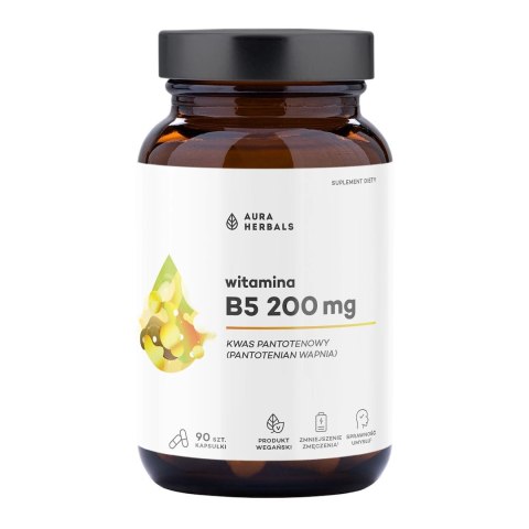 AURA HERBALS Witamina B5 kwas pantotenowy 200mg, 90 vkaps.