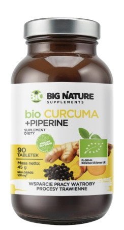 BIG NATURE Tabletki Curcuma+Piperine BIO 90 tabl.