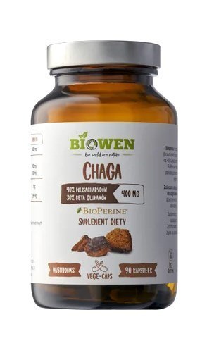 BIOWEN Chaga 400 mg, 90 kaps. - 40% polisacharydów, 30% beta-glukanów
