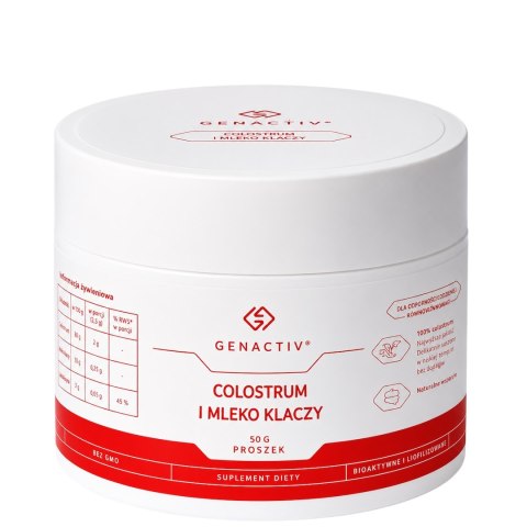 GENACTIV Colostrum i Mleko klaczy proszek puszka 50g - bioaktywny liofilizat 2h