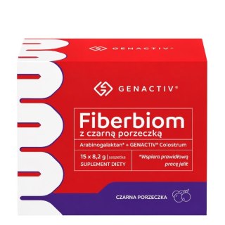 GENACTIV Fiberbiom z czarną porzeczką arabinogalaktan + colostrum 15 sasz.