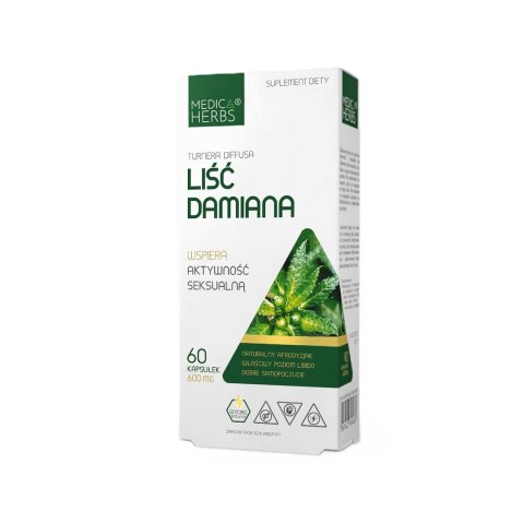 MEDICA HERBS Liść Damiana 600mg, 60 kaps.