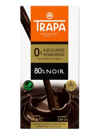TRAPA Czekolada ciemna 80% bez dodatku cukru bezglutenowa 80g