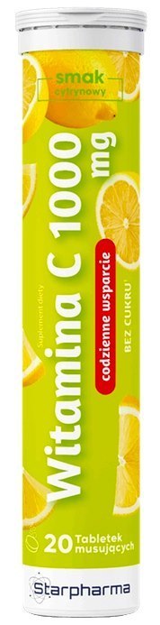 Witamina C 1000mg, 20 tabletek musujących bez dodatku cukru STARPHARMA