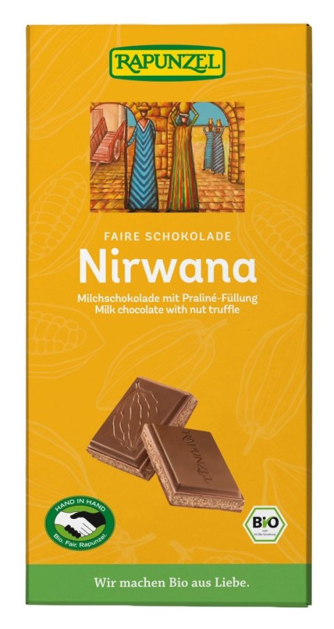 CZEKOLADA MLECZNA Z NADZIENIEM PRALINOWYM NIRWANA BIO 100 g - RAPUNZEL
