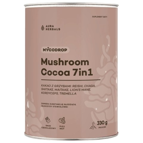 AURA HERBALS Mycodrop Mushroom Cocoa 7w1 330g - kakao z grzybami