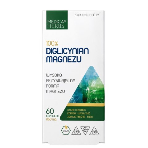 MEDICA HERBS Magnez Diglicynian 100% 860mg, 60 kaps.